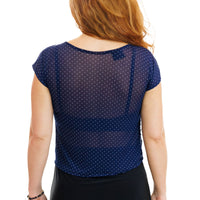 Sheer Navy Polka Dot Top