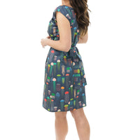 Joyful Jellyfish Belted Blouse Dress