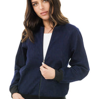 Dark Blue Denim Bomber Jacket