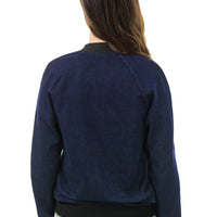 Dark Blue Denim Bomber Jacket