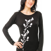 Black Long-Sleeve Thistle Top