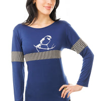 Long-Sleeve Bird Patchwork Top