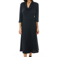 Black Ribbed Turtleneck Dress