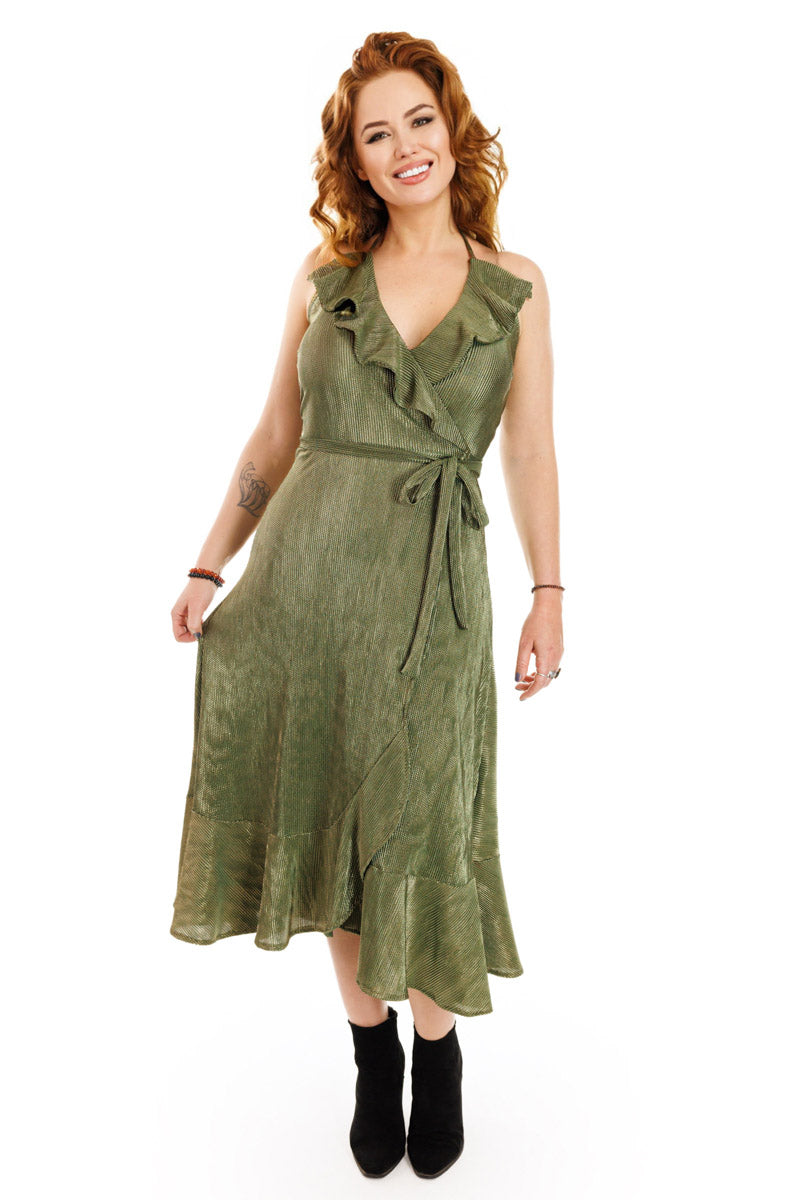 Golden Olive Scarlet Halter Dress  Matrushka