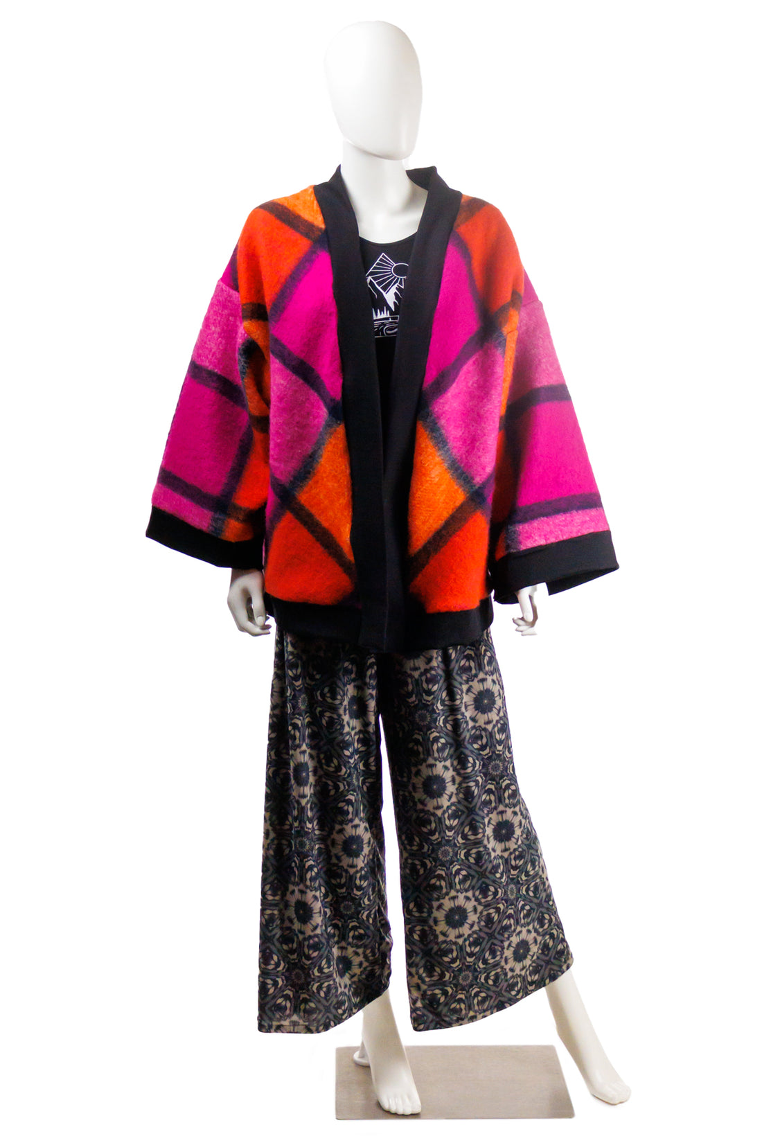 Neon Wool Kimono Jacket