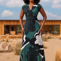 Dynamic Floral Long Veronica Lake Dress