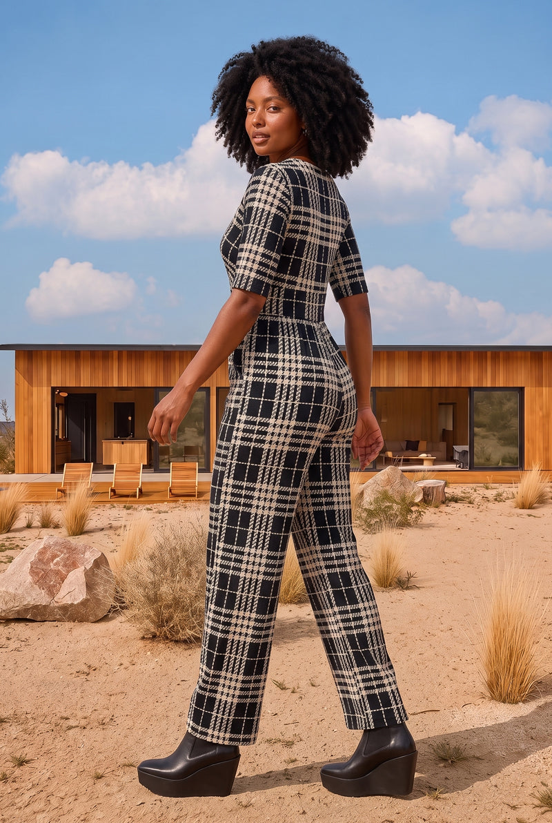 Black and Cream Cleo Jumpsuit