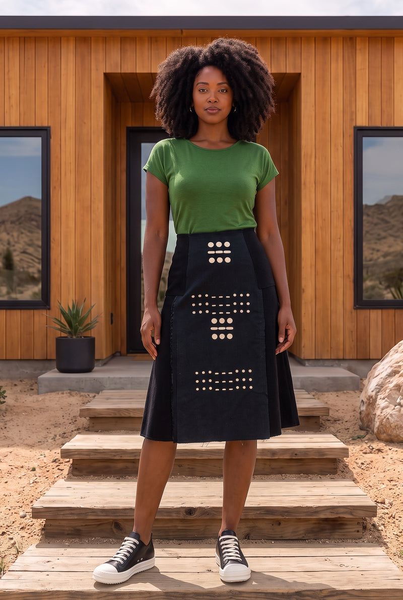 Black Denim SOS Skirt