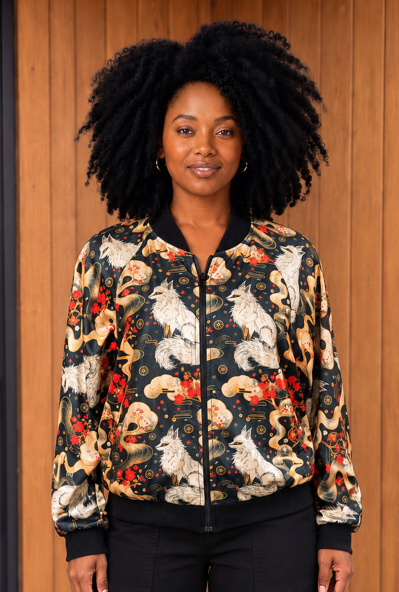Little White Fox Bomber Jacket