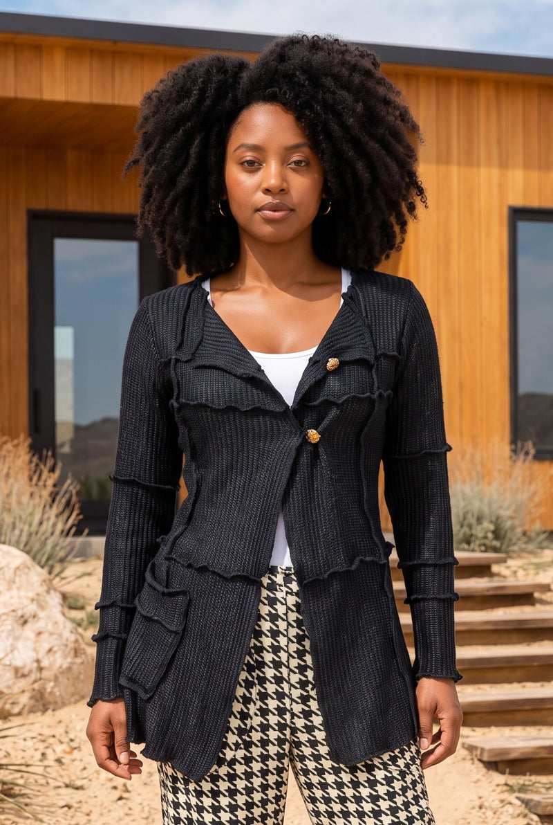 Black Stitchy Cardigan
