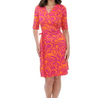 Psychedelic Creamsicle Wrap Dress