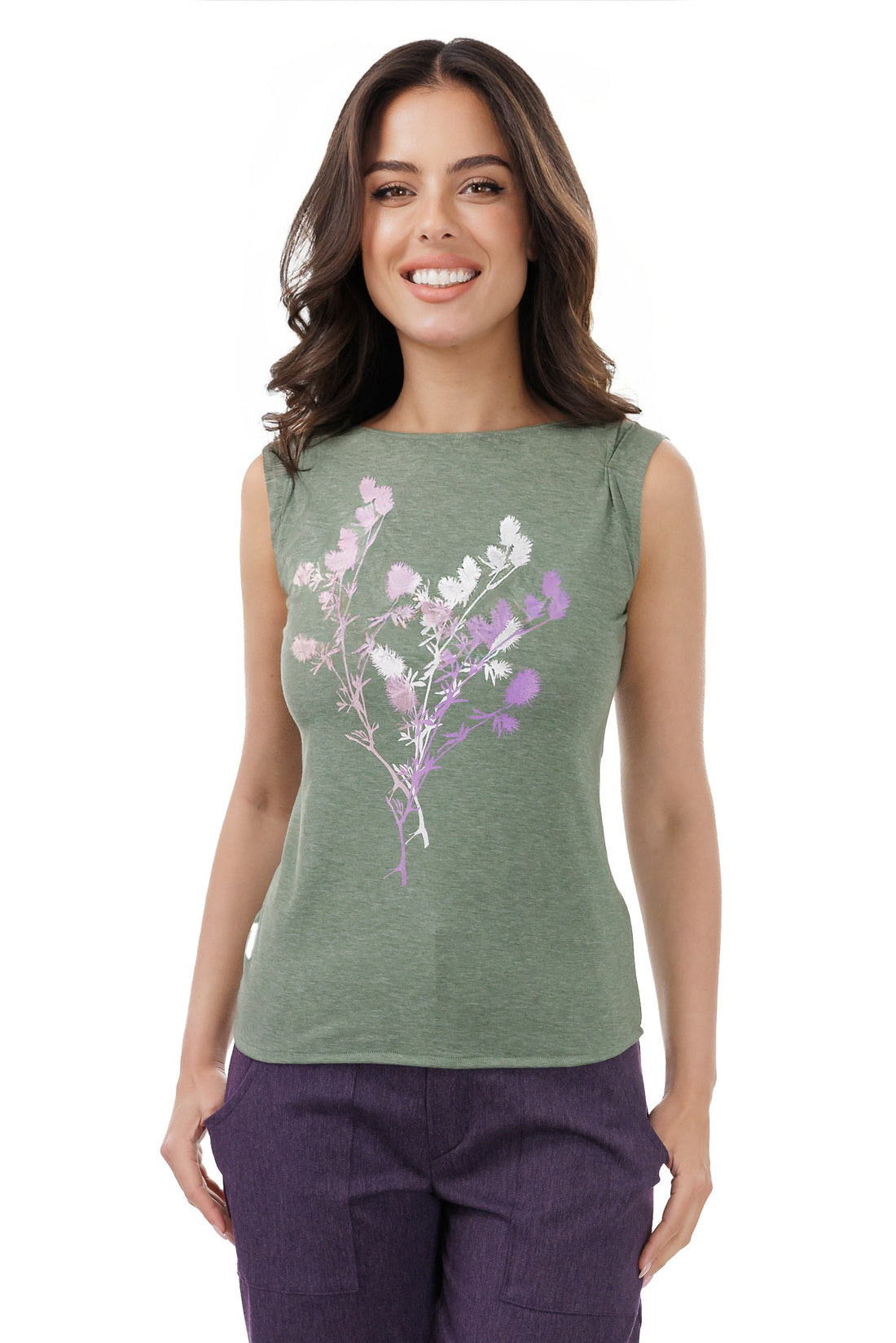Purple and White Thistle Tank