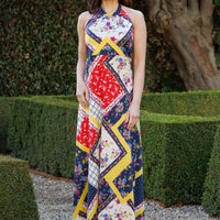 Summer Picnic High Neck Halter Dress