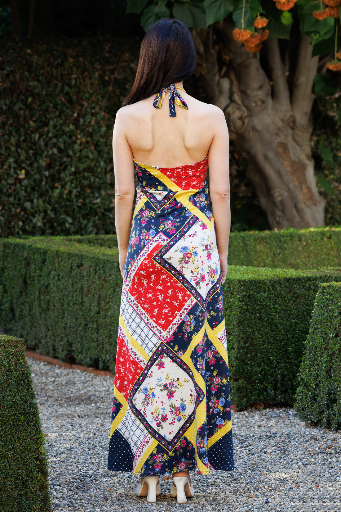 Summer Picnic High Neck Halter Dress