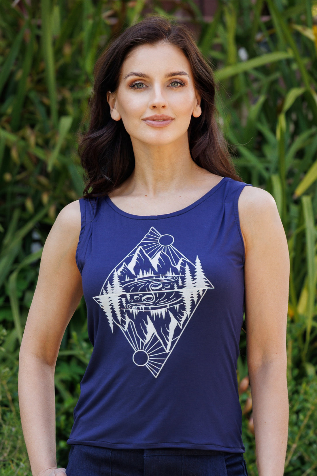 Mirror Image Navy Tank Top