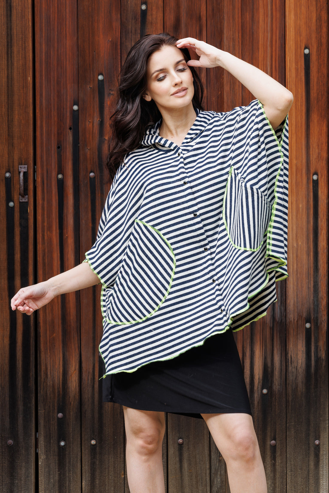 Striped Terry Poncho
