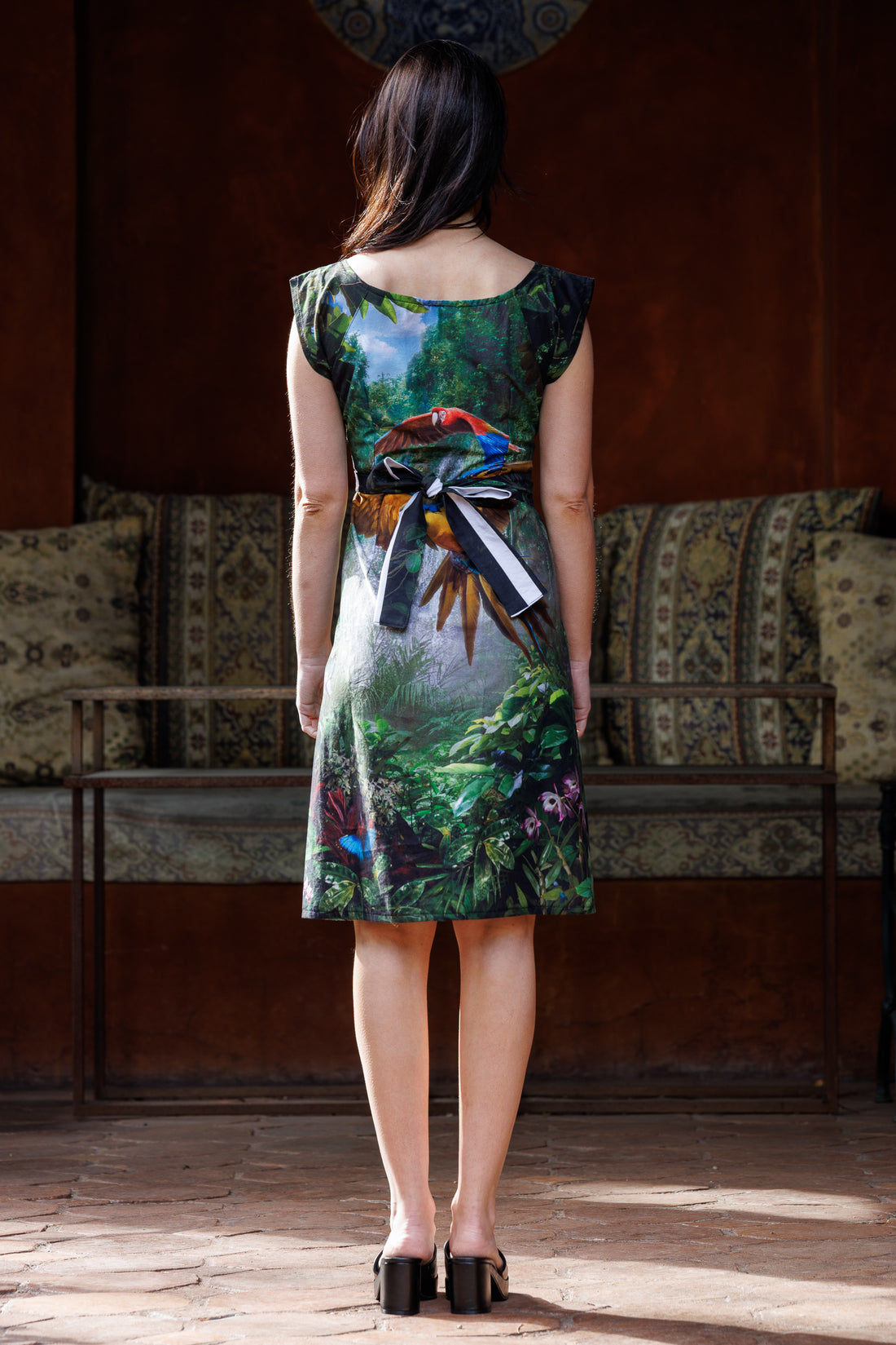 Tropical  Paradise Belted  Blouse Dress