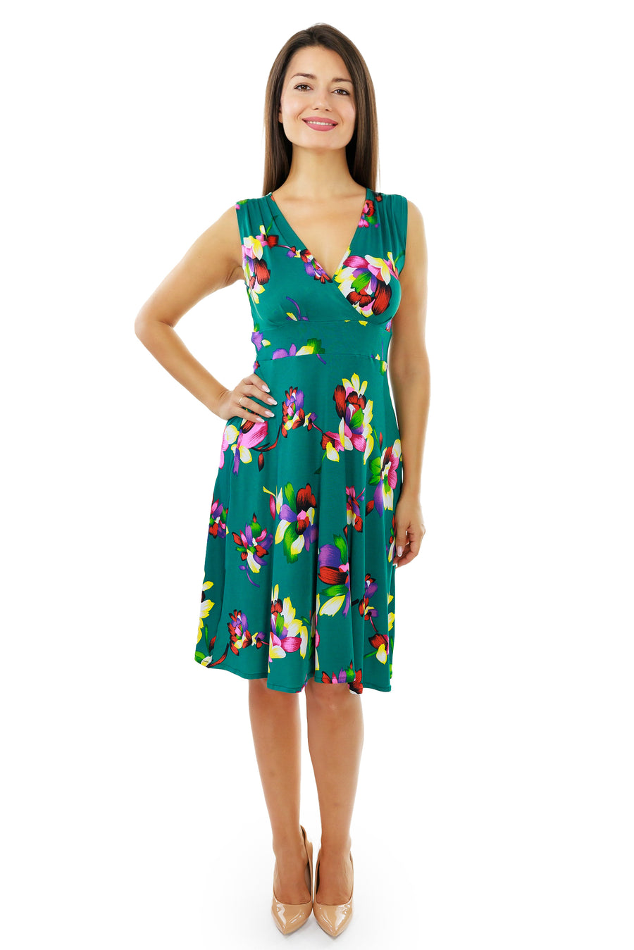 Green Floral Sleeveless Cleopatra