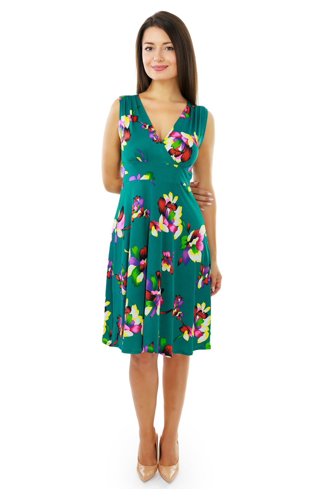 Green Floral Sleeveless Cleopatra