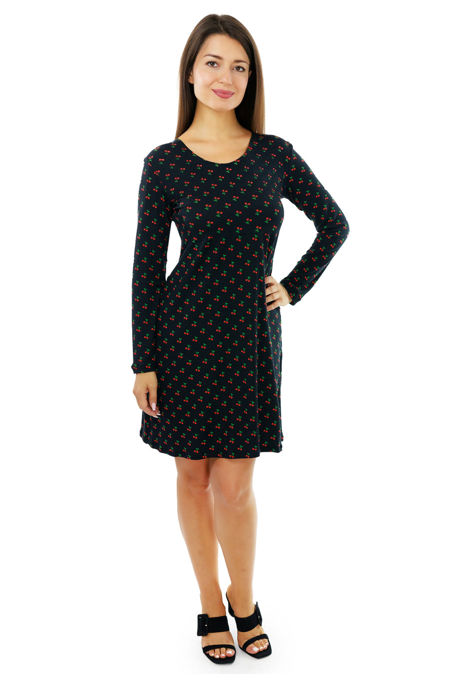 Long Sleeved Cherry Ziggy Dress