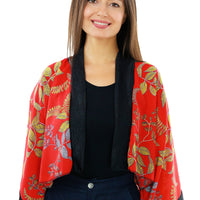 Red Cropped Kimono Jacket