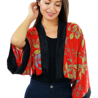 Red Cropped Kimono Jacket