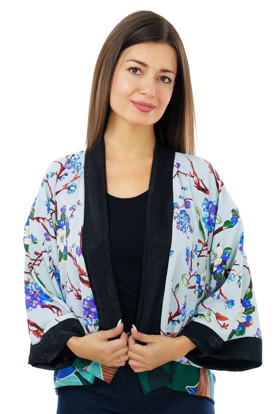 Blue Cherry Blossom Kimono Jacket