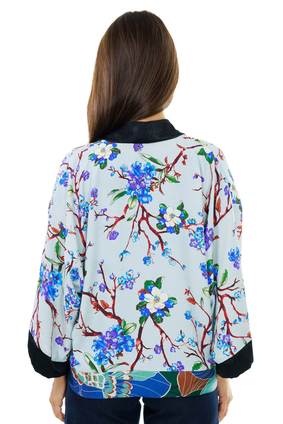 Blue Cherry Blossom Kimono Jacket