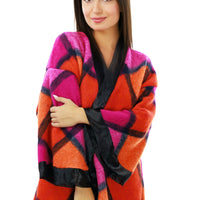 Pink Plaid Wool Coat