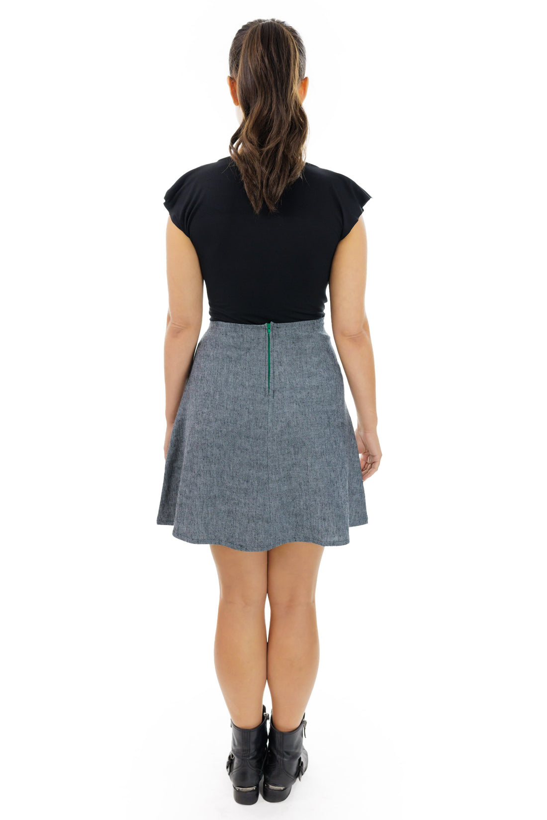 Gray A-line Pocket Skirt