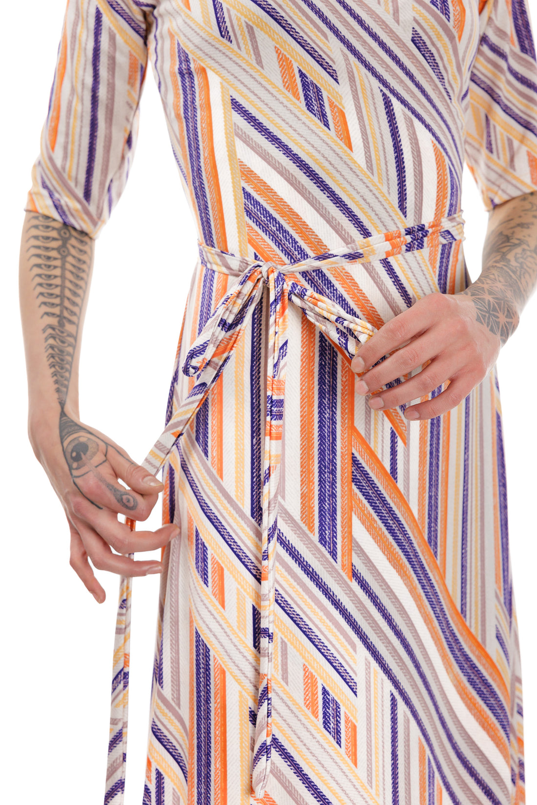 Lateral Lattice 3/4 Sleeve Ankle-Length Wrap Dress Matrushka Lateral Lattice 3/4 Sleeve Ankle-Length Wrap Dress Matrushka