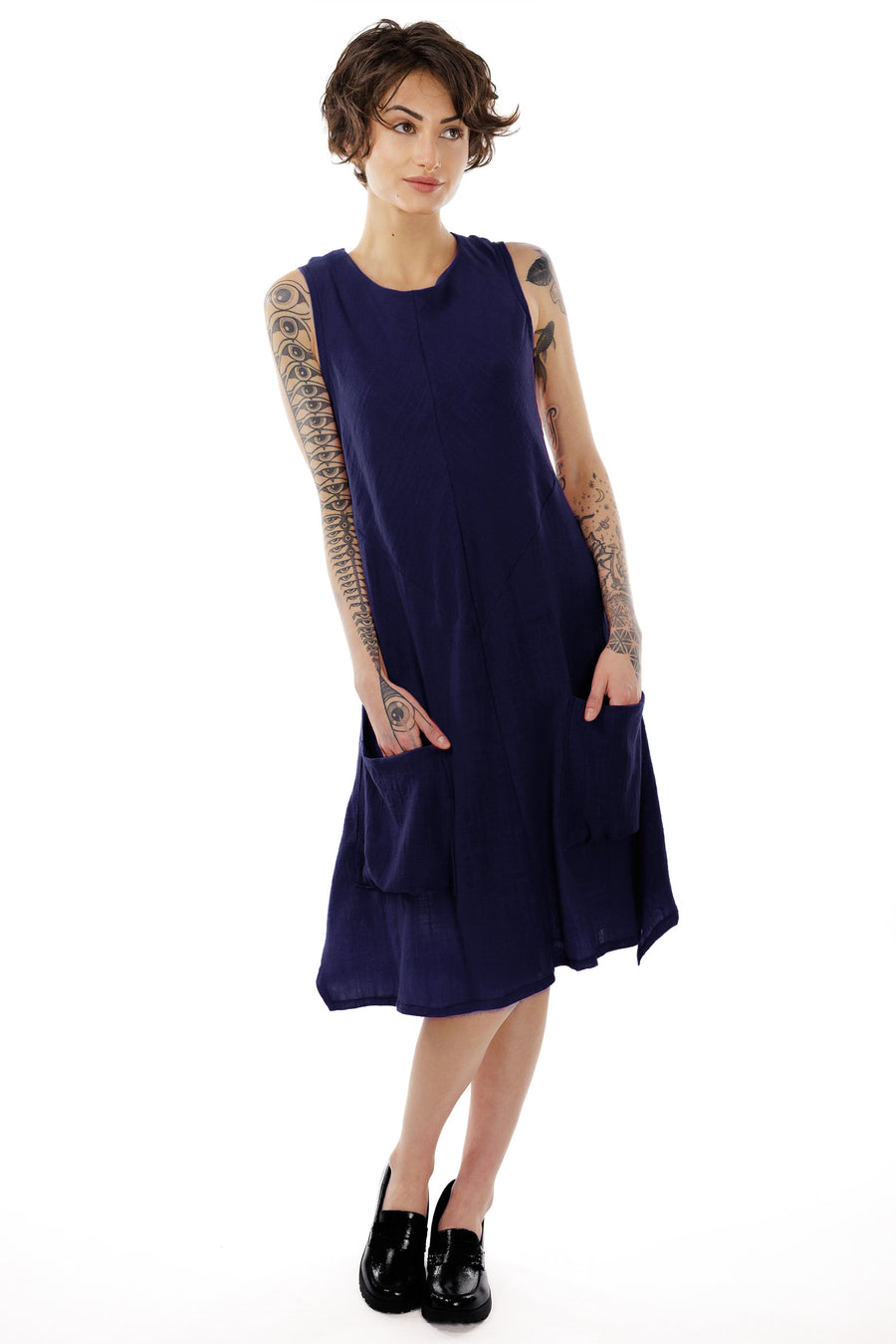 Blue Linen Sleeveless Agnes Dress
