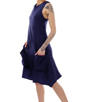 Blue Linen Sleeveless Agnes Dress