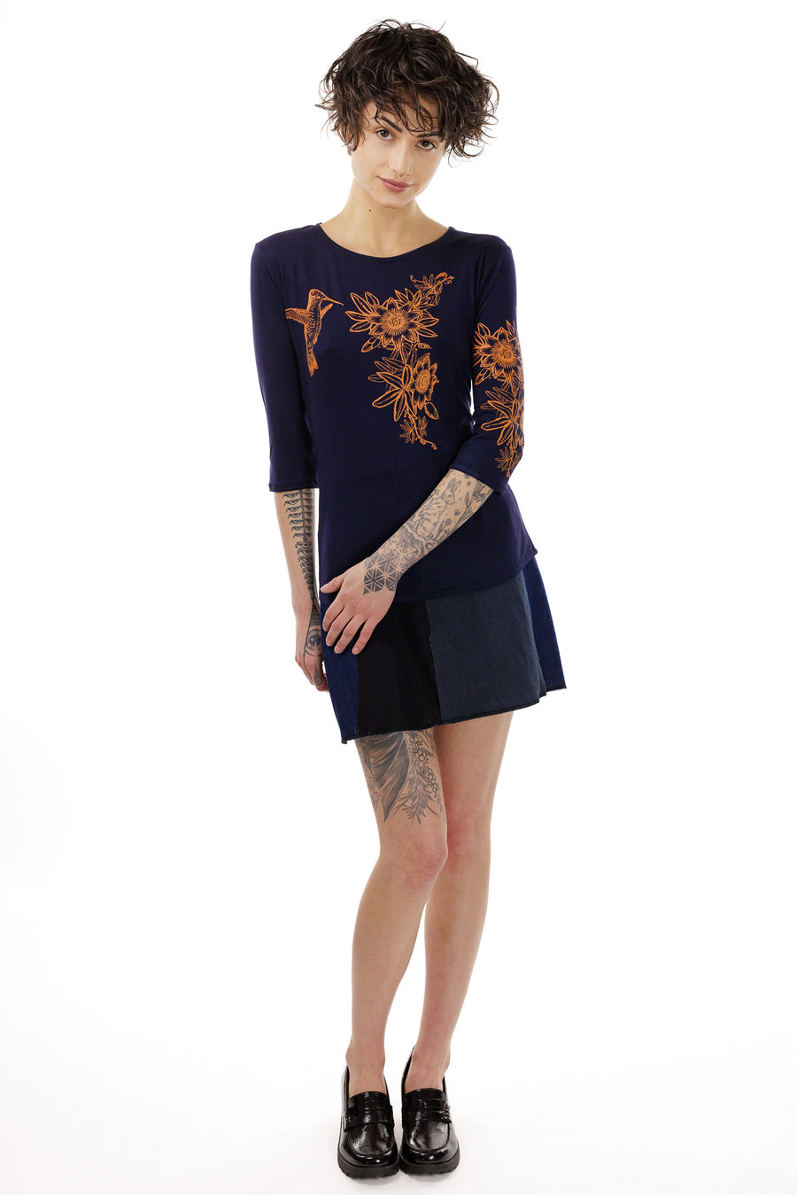 Passion flower with New Hummingbird 3/4 Sleeve Top
