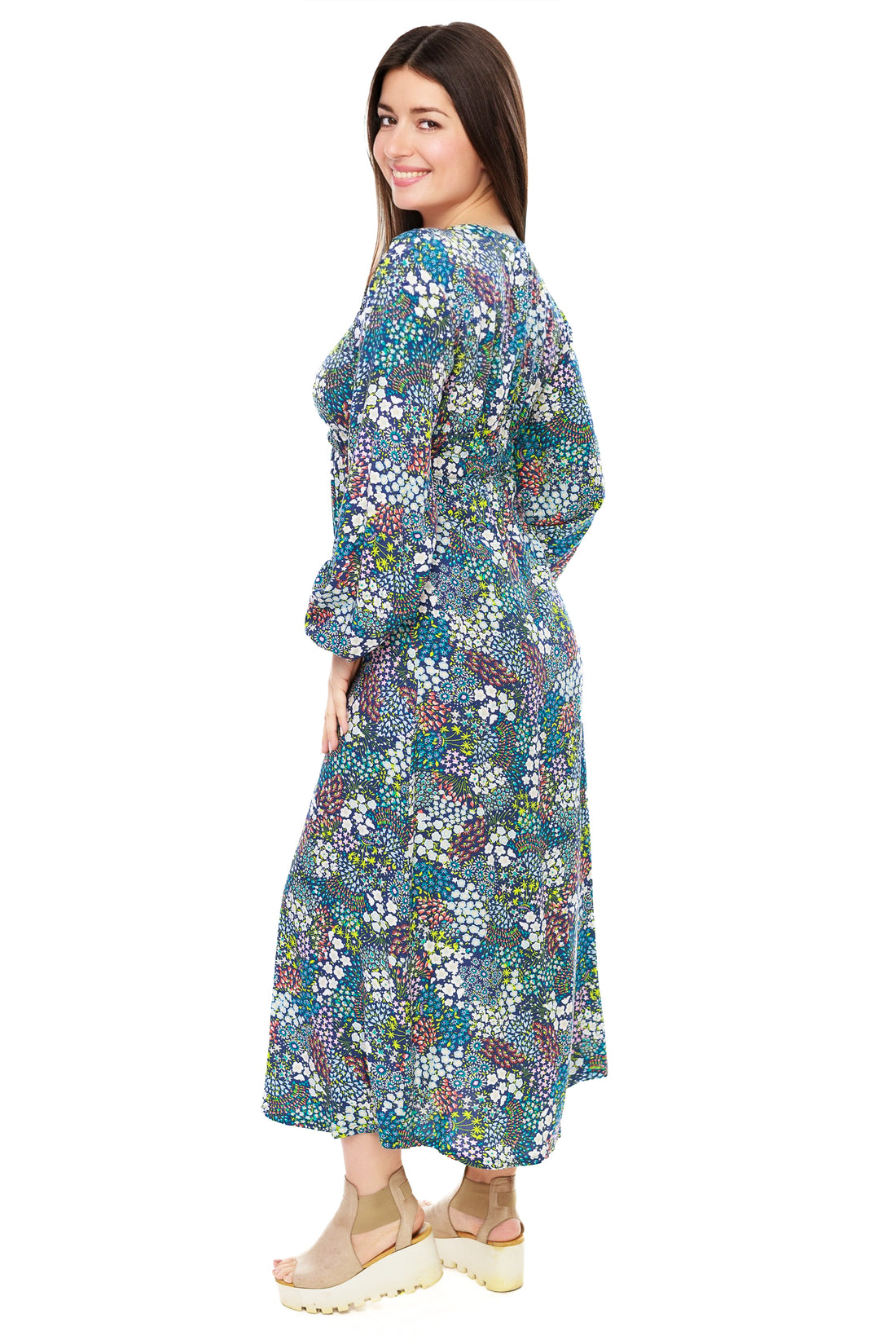 Flower Shower Long Sleeve Venetian Dress