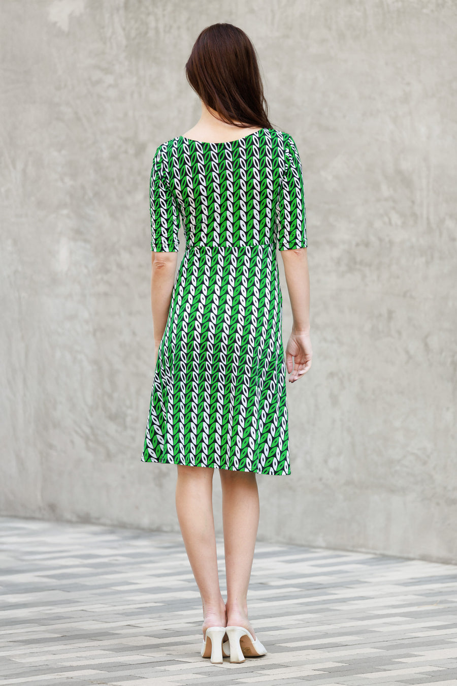 Green Geo Leaves Ziggy Dress