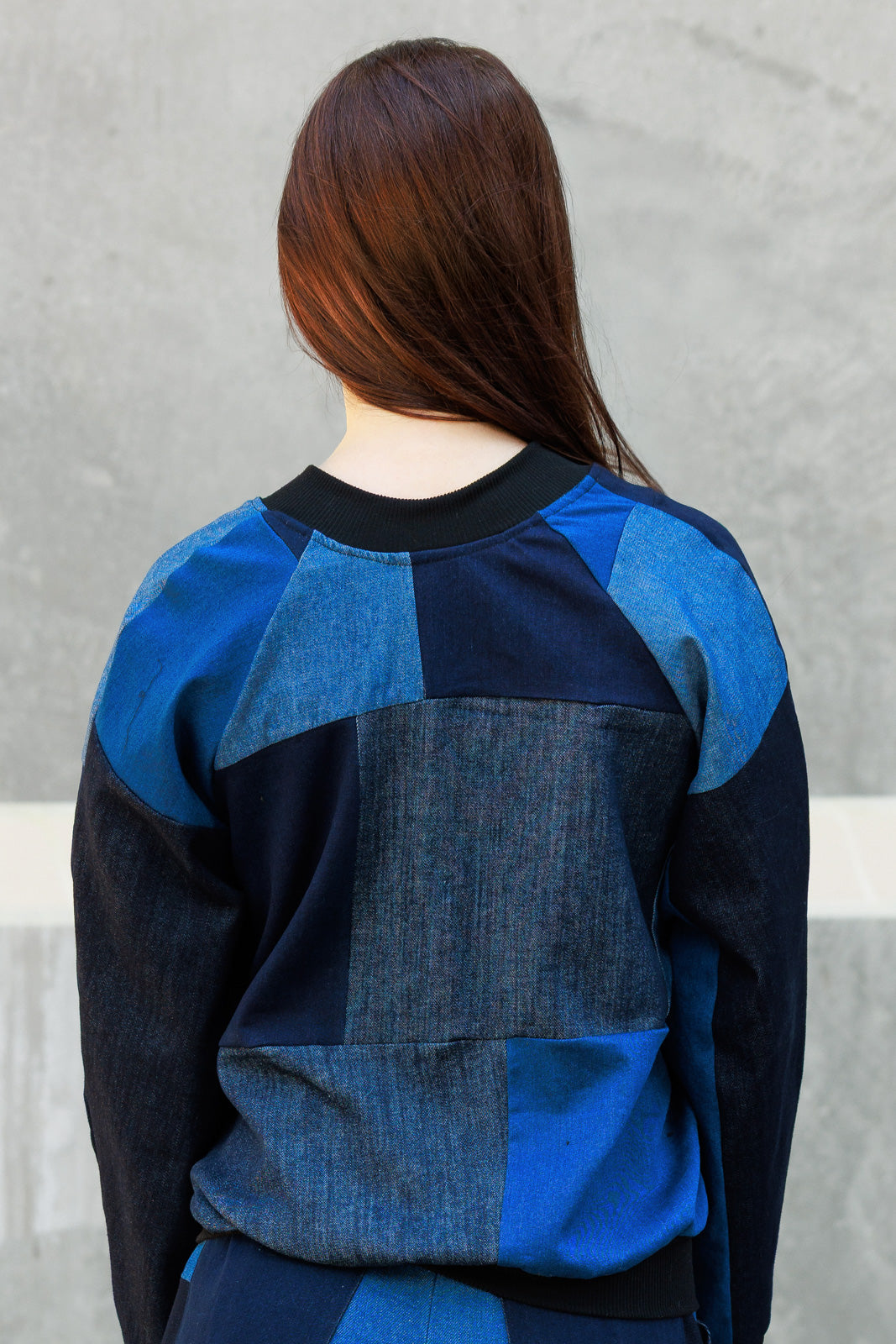 Denim Patchwork Bomber Jacket