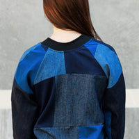 Denim Patchwork Bomber Jacket