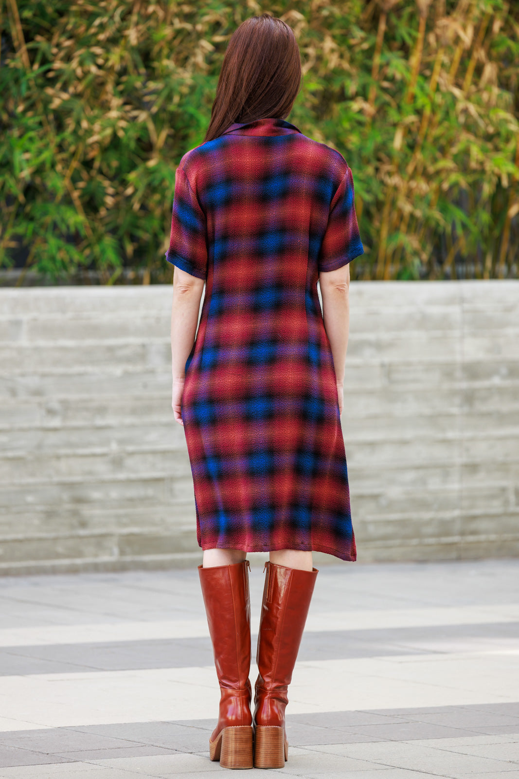 Autumn Plaid Shirt Dress