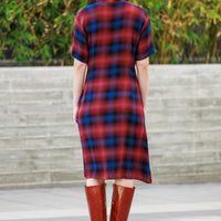 Autumn Plaid Shirt Dress