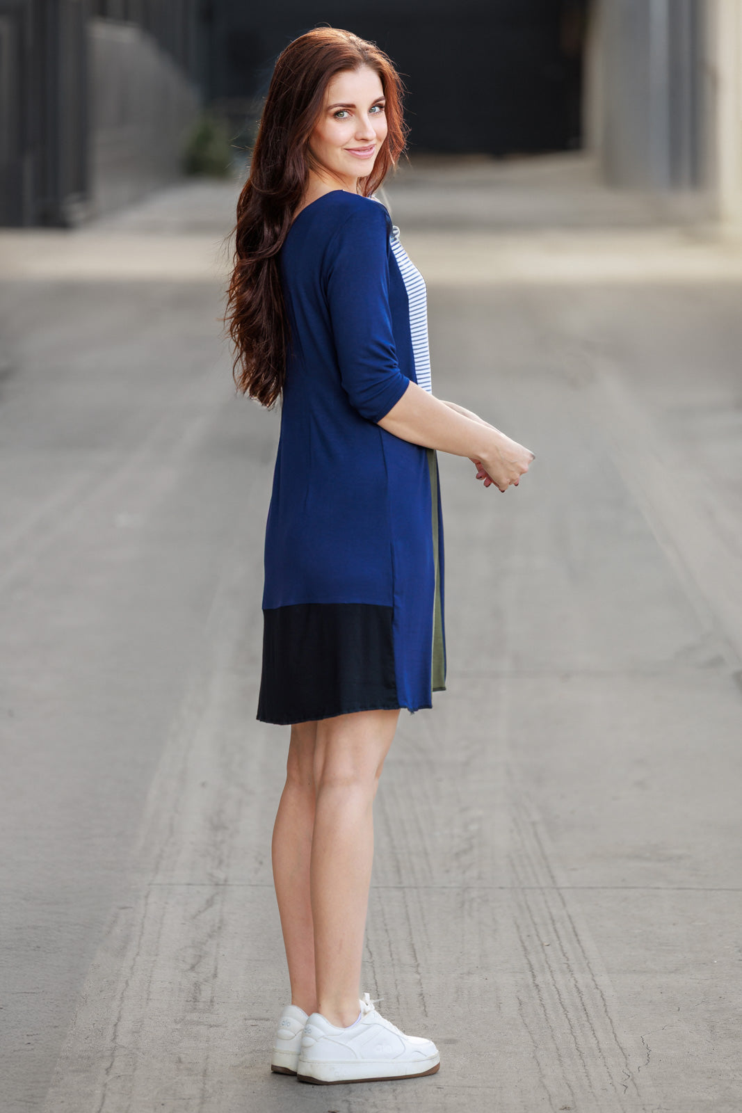 3/4 Sleeve Tiger Patchwork Dress