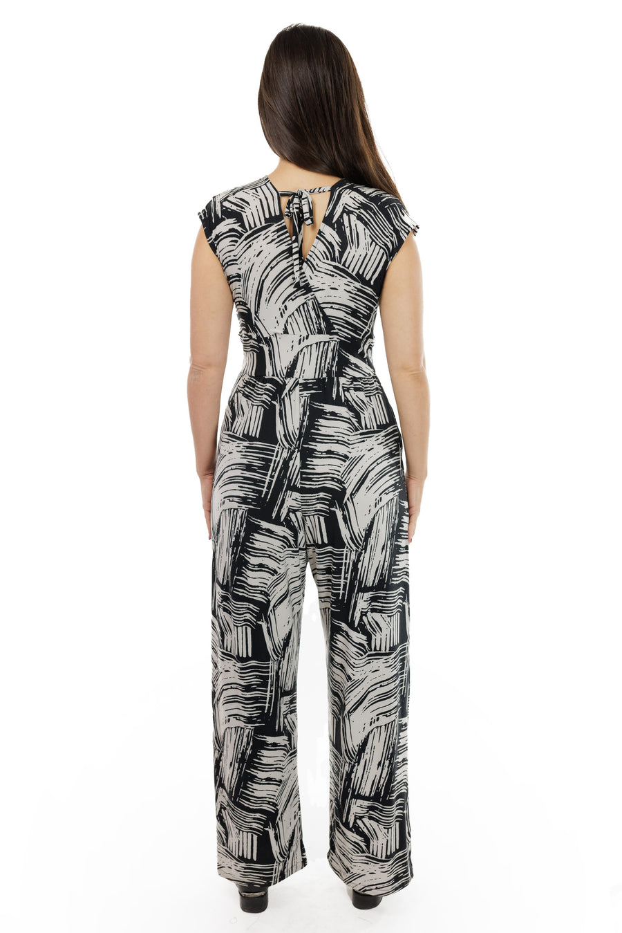 Black and Grey  Brushes Veronica Lake Jumpsuit