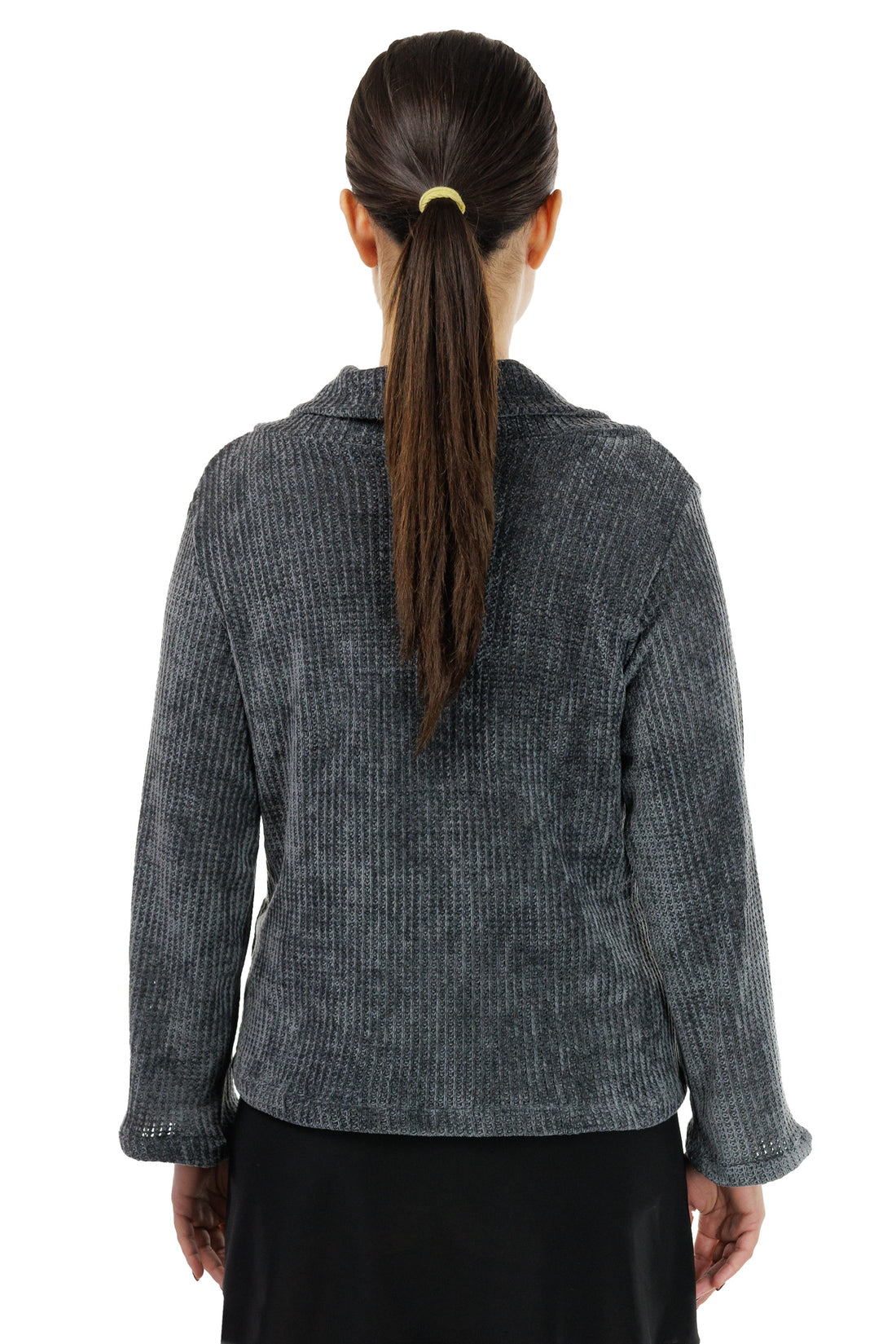 Grey Cable Velour Cowl Sweater