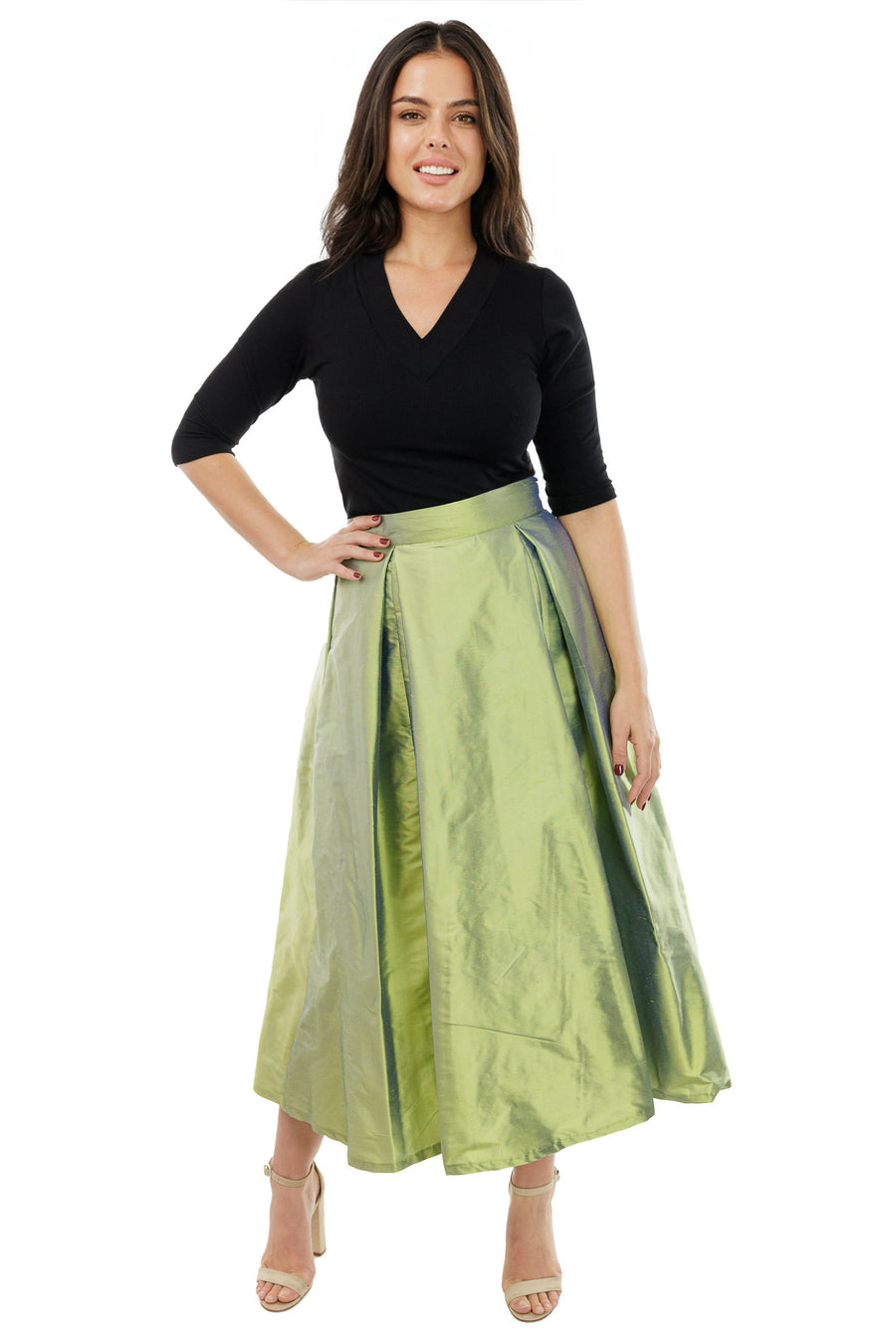 Dupioni Silk High-Waisted Freda Skirt