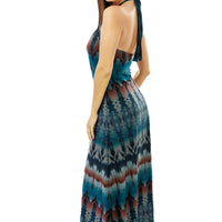 Teal and Rust Long Halter Dress