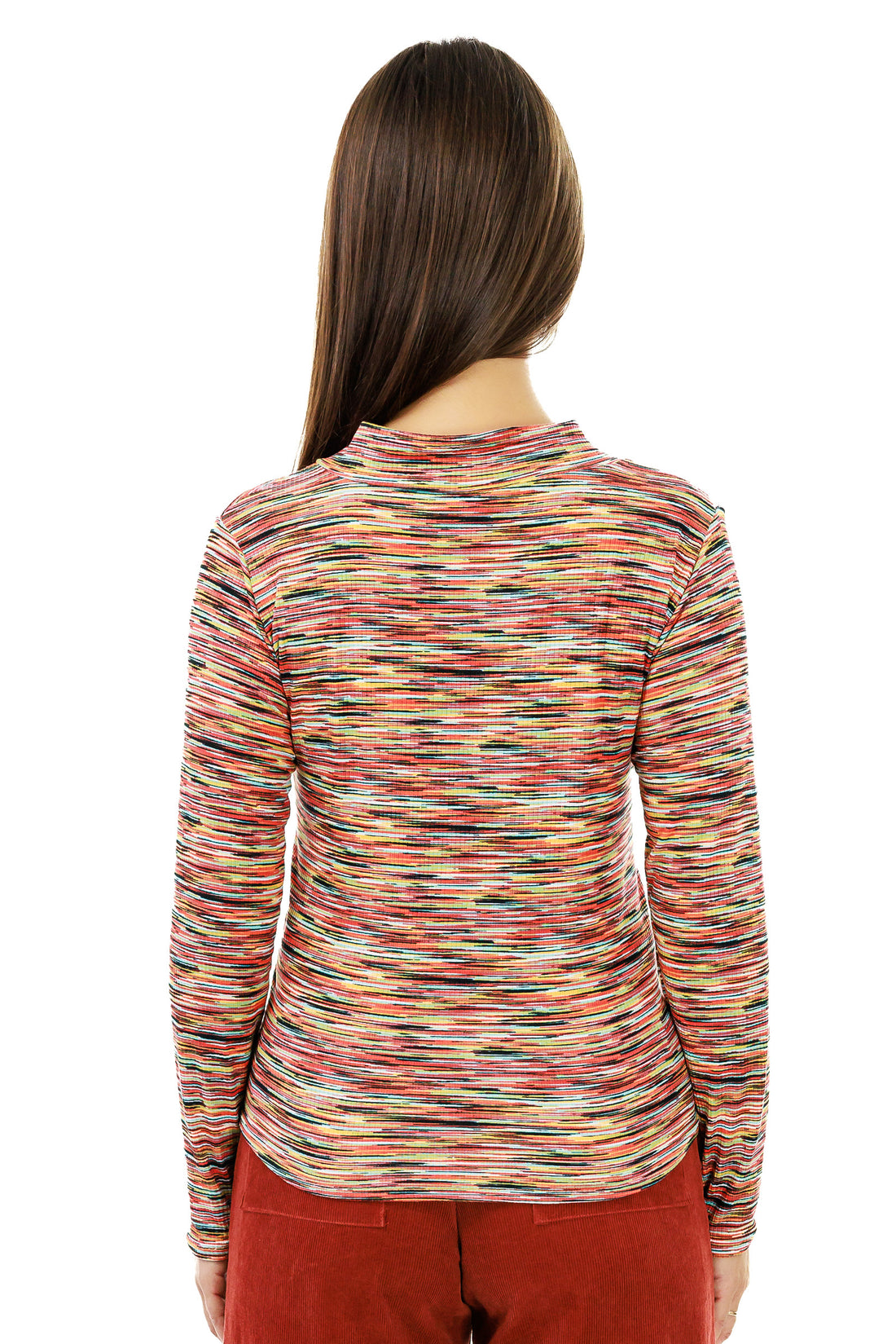 Colorful Ribbing V-Neck Top