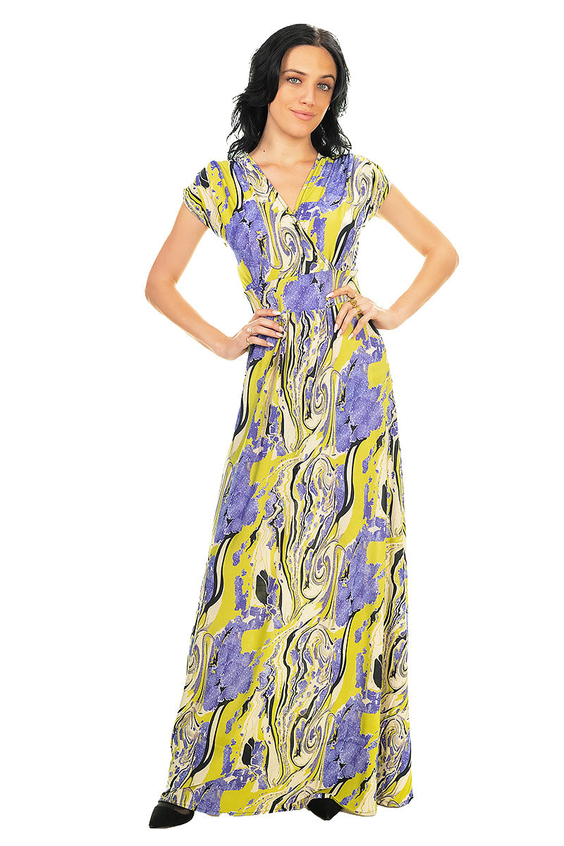Saffron Swirl Veronica Lake Maxi Dress