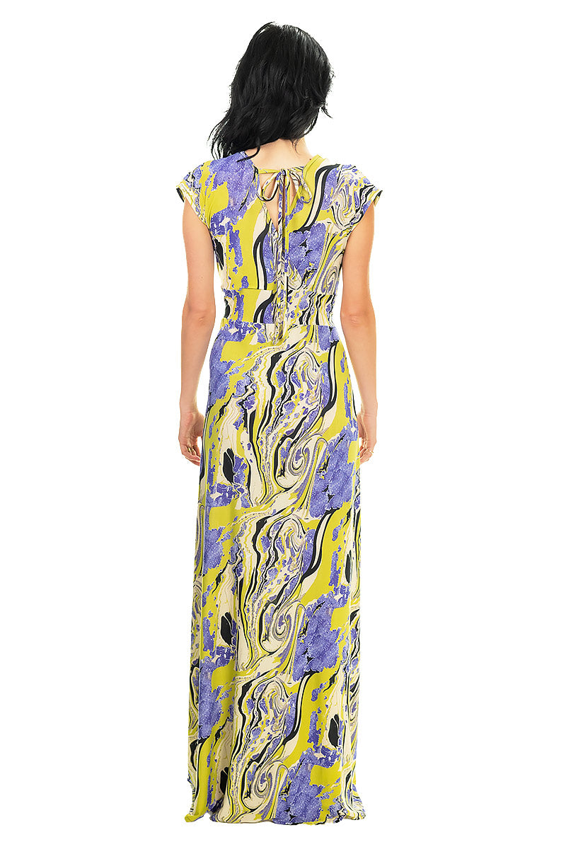 Saffron Swirl Veronica Lake Maxi Dress