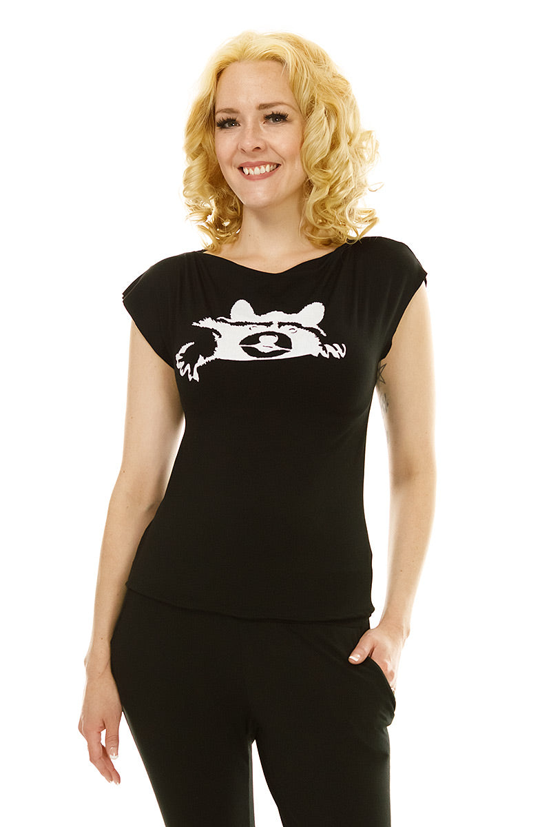 Naughty Racoon Cowl Neck T-Shirt
