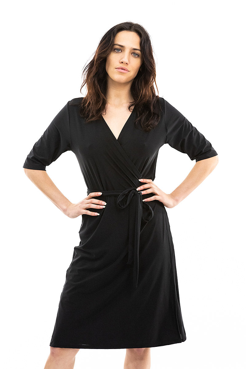 Classic Black Wrap Dress M (8